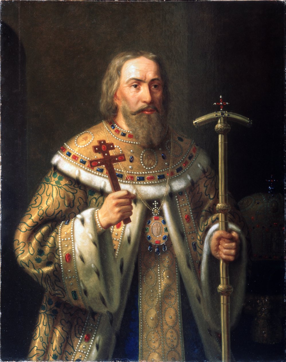 Porträtt av patriark Filaret av Moskva Fjodor Nikitich Romanov 1553-1633, mitten av 1800-talet. av Nikanor Leontievich Tiutriumov