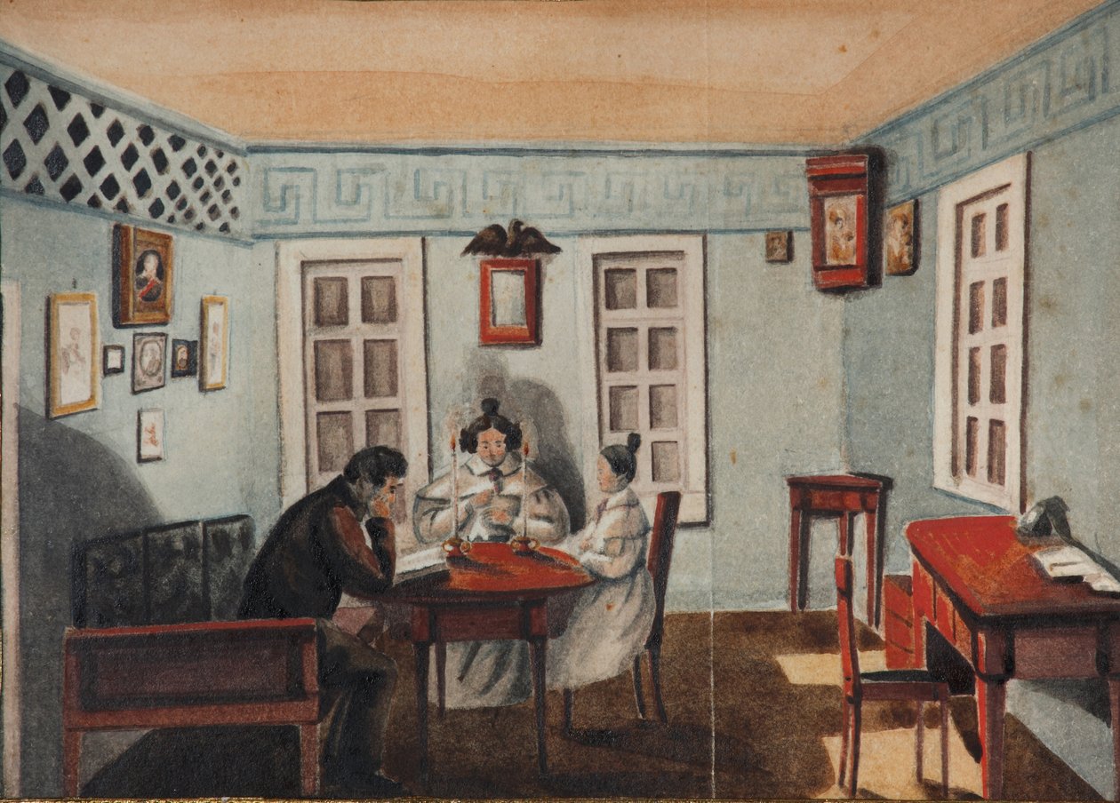 Nikita Muravyov med sin dotter Sofia i exil i Irkutsk-provinsen, 1837 av Nikita Mikhailovich Muravyov