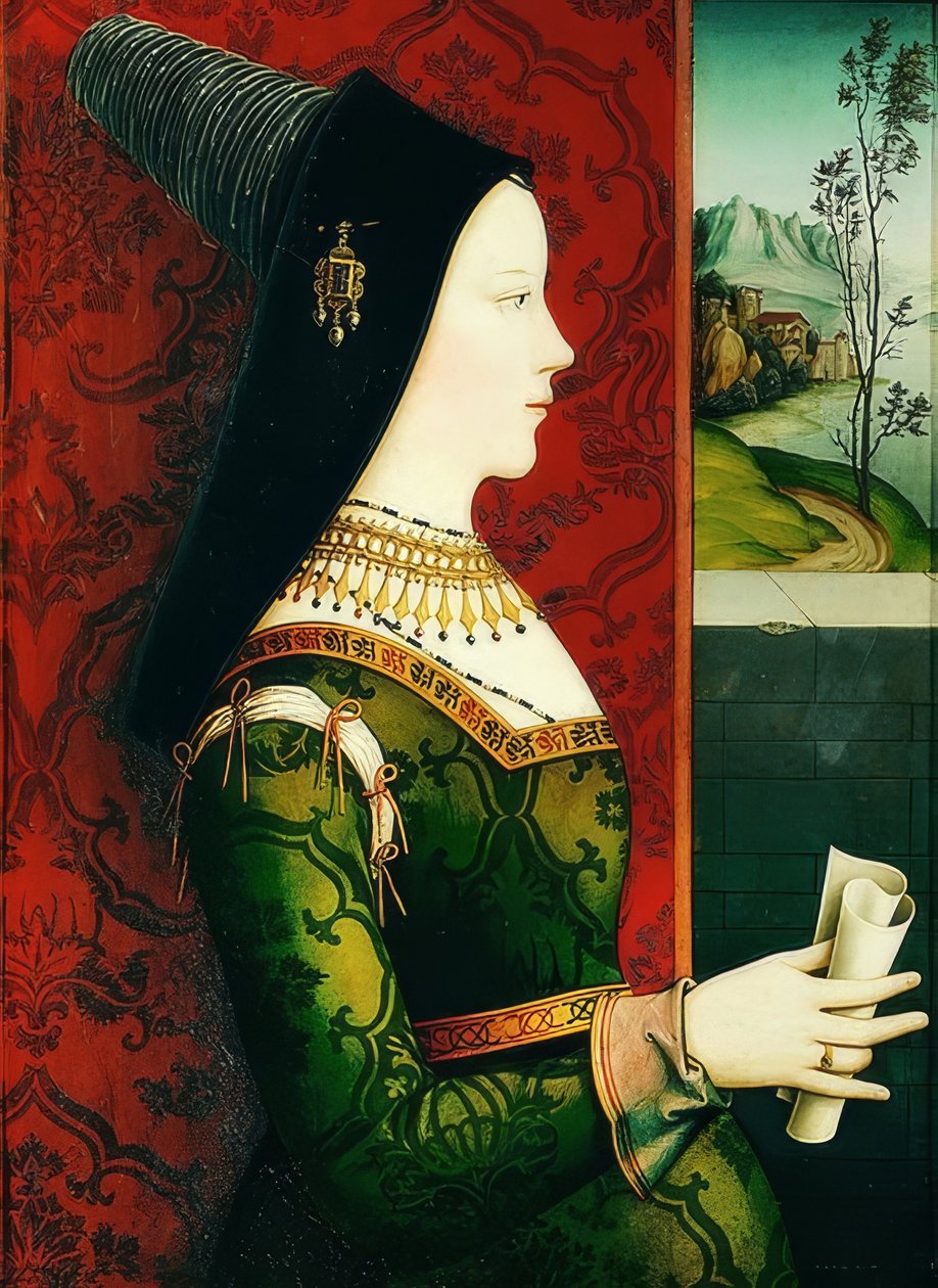 Porträtt av hertiginnan Maria av Bourgogne (1457-1482). Runt 1500 av Niklas Reiser