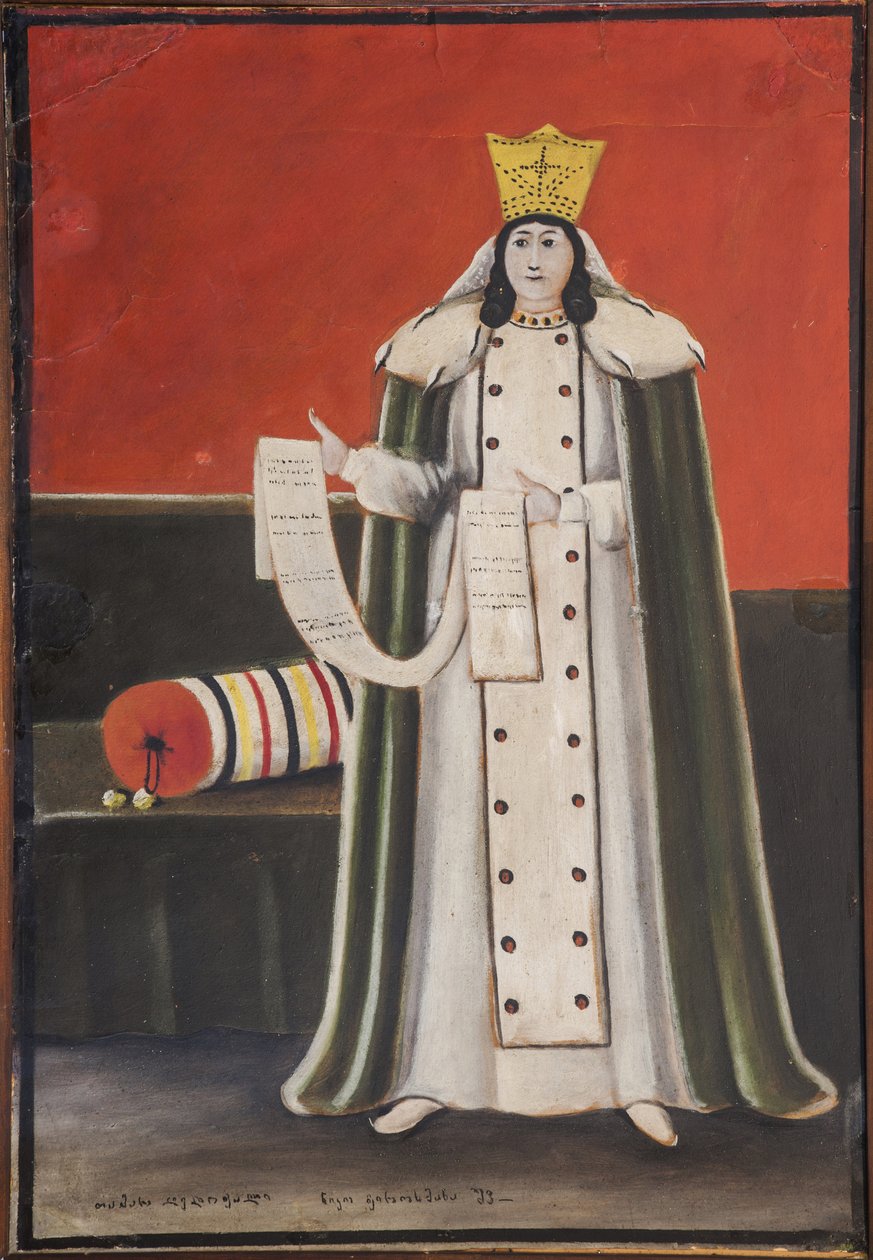 Raine Tamar (Thamar) de Georgie (Ga. 12-13) - Drottning Tamar Par Pirojmani (Pirojmanashvili), Nick (182-1918). Olja och kartong, storlek: 90x60 av Niko Pirosmanashvili