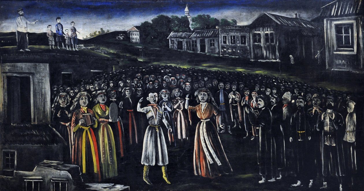 Kyrklig festival i Kartli av Niko Pirosmani