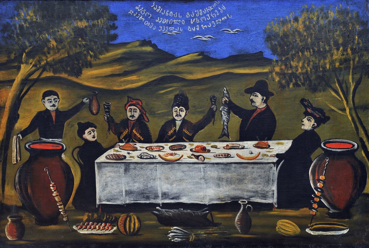 Familjepicknick av Niko Pirosmani