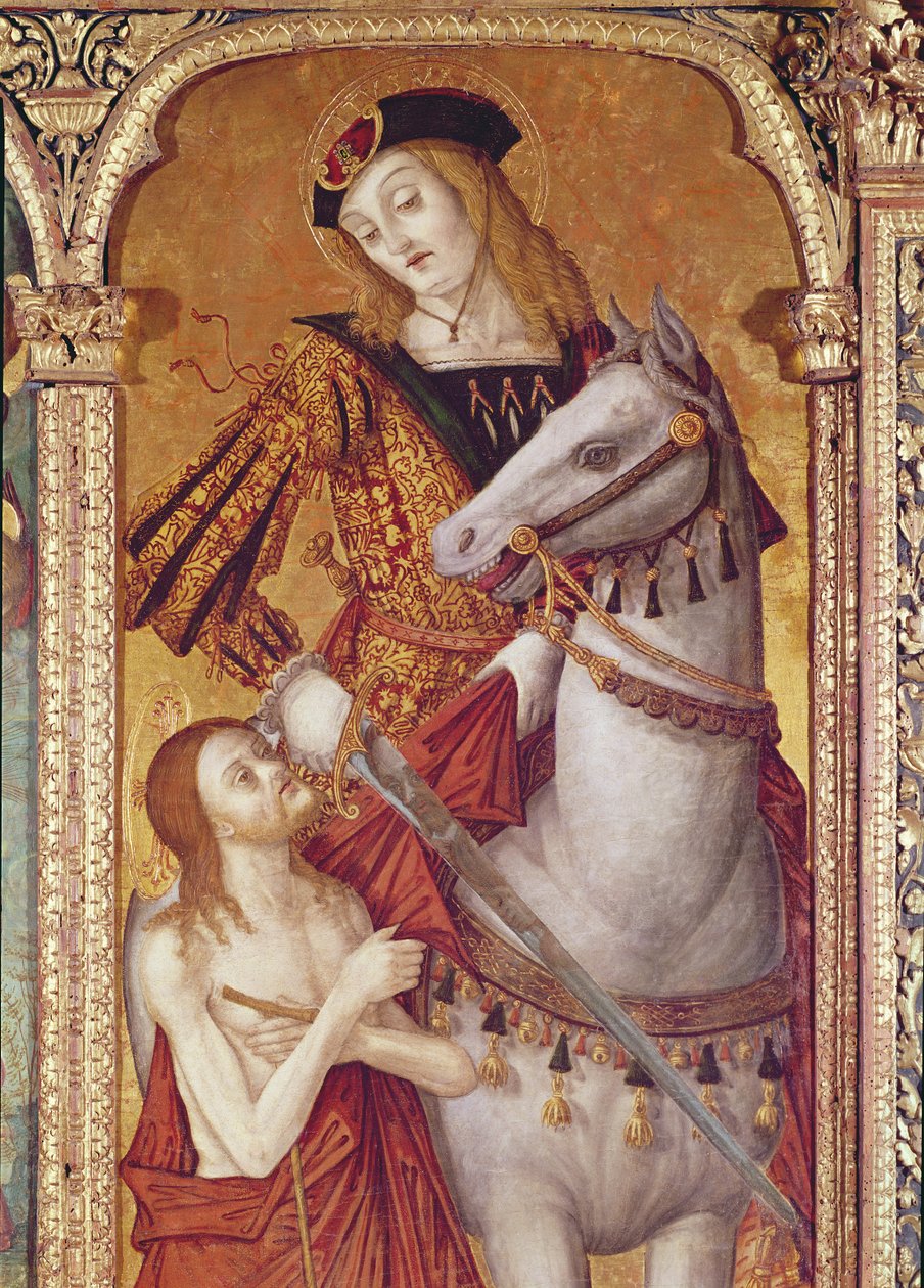 Jungfru och barn med SS. Gregory och Martin, detalj av St. Martin, 1517 (tempera på panel) av Nikola Bozidarovic
