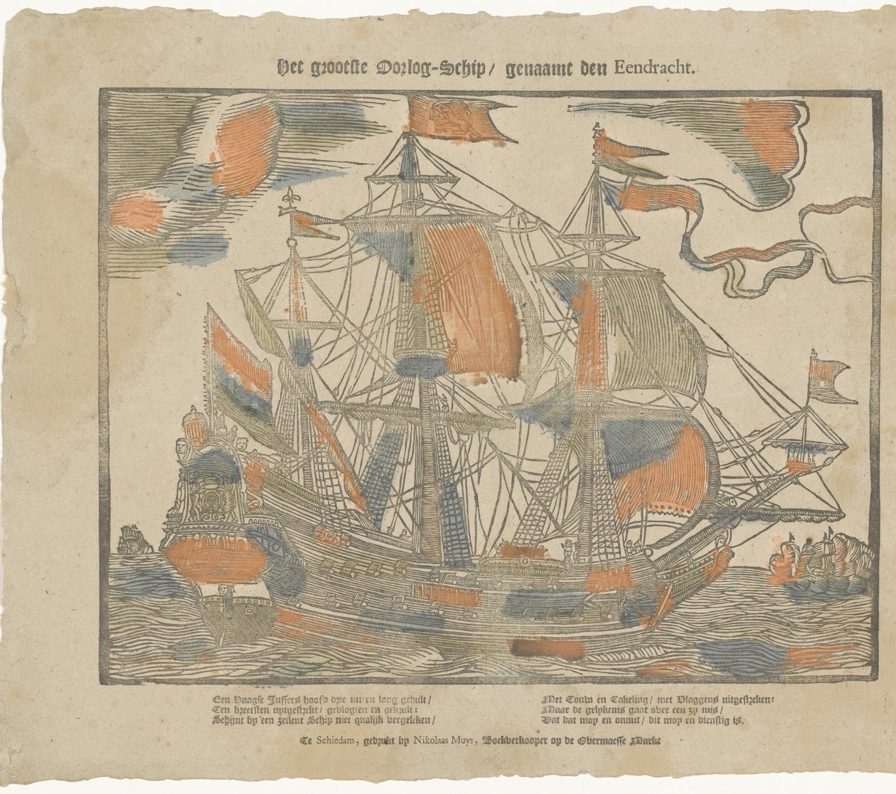 Det största krigsskeppet / kallas den Eendracht (titel på objekt) av Nikolaas Muys