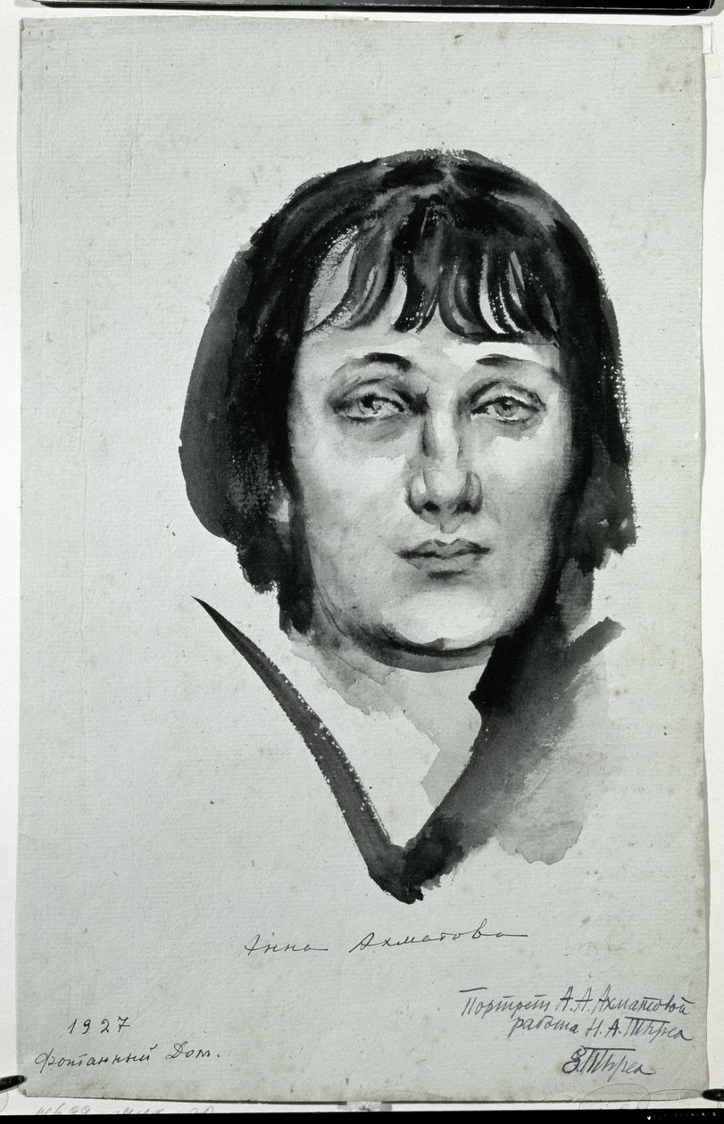 Porträtt av Anna Akhmatova (1889-1966), 1927 av Nikolai Adrianovich Tyrsa
