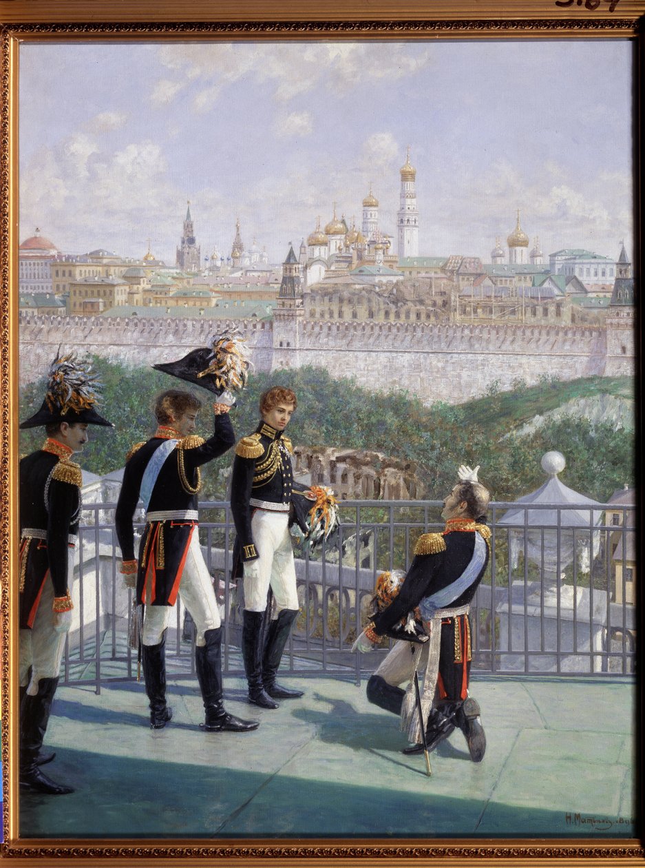 Fredrik Vilhelm III av Preussen tackar Moskva för räddningen av hans imperium, 1896 av Nikolai Sergeyevich Matveyev