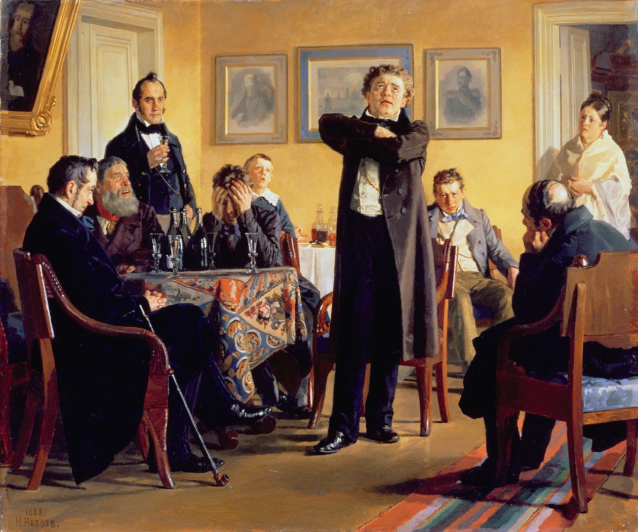 Skådespelaren Pavel Stepanovich Mochalov (1800-48) bland hans beundrare, 1888 av Nikolai Vasilievich Nevrev