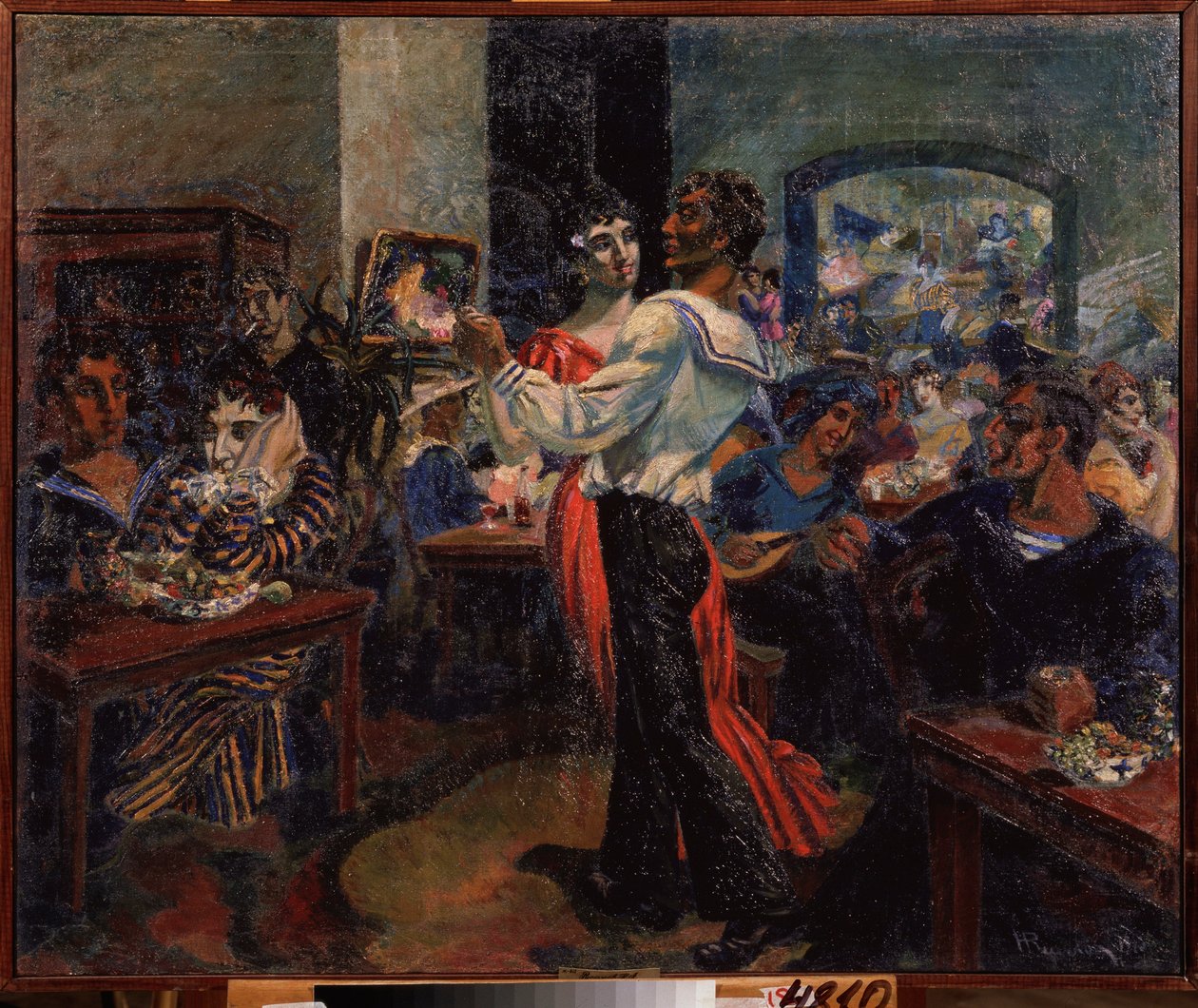 En sjömansbar. Målning av Nikolai Afanasyevich Rusakov (1888-1941), olja på plåt av Nikolai Afanasyevich Rusakov