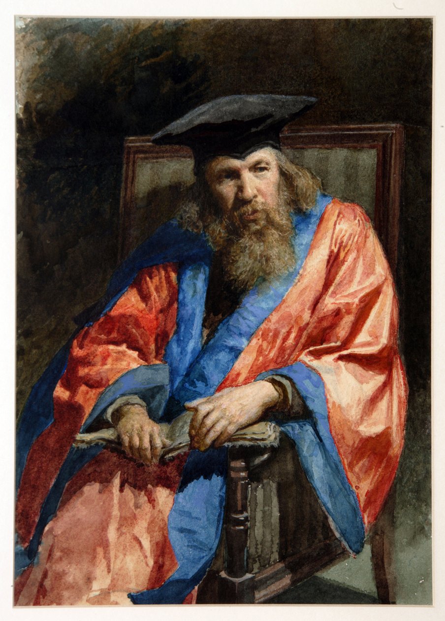 Porträtt av Dmitri Mendeleev i klänning från University of Edinburgh av Nikolai Aleksandrovich Yaroshenko