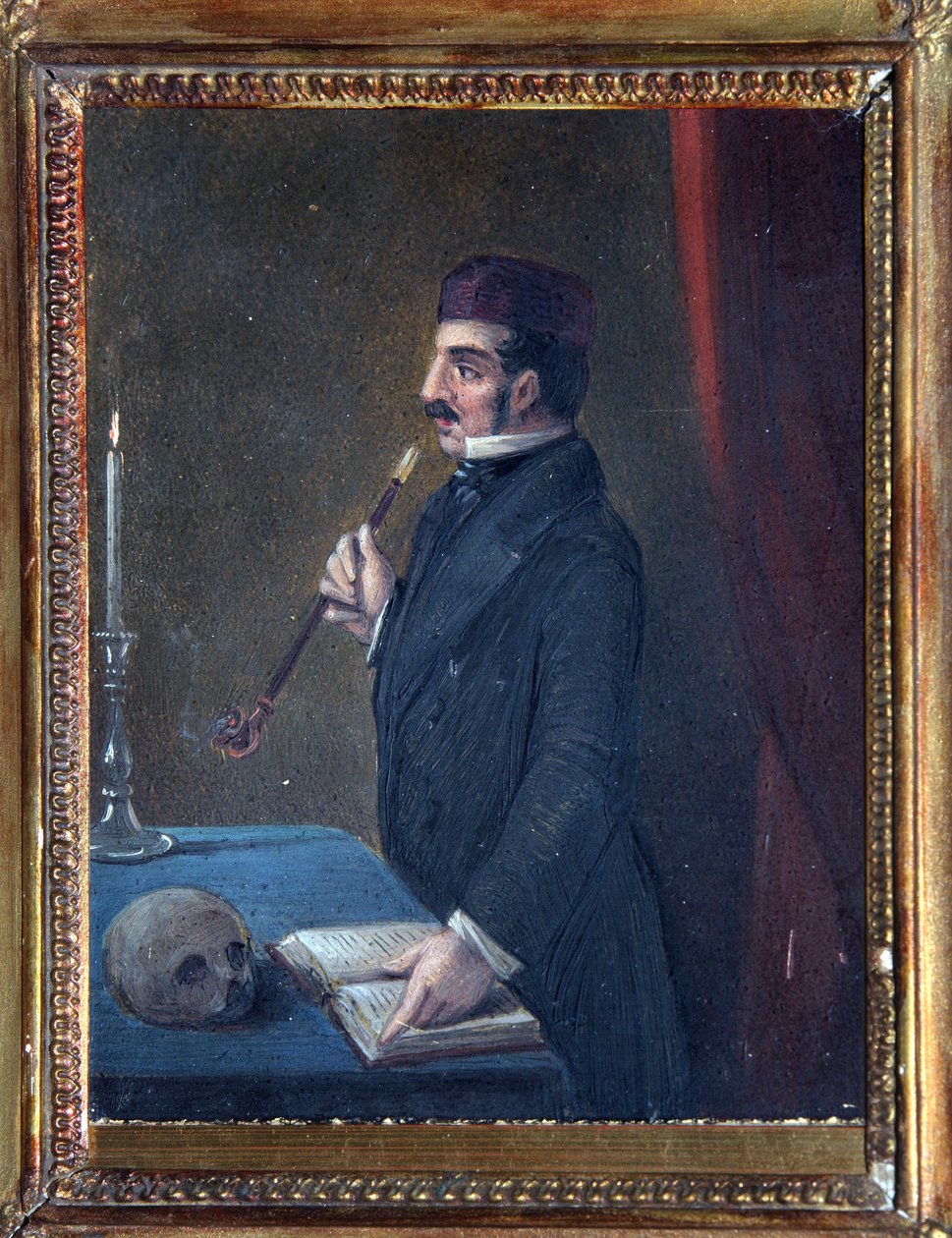 Porträtt av Ferdinand Wolf (1797-1854). (medlem av Decembrist- eller Decembrist-upproret, 1825). Verk av Nikolai Alexandrovich Bestuzhev (1791-1855), akvarell på papper, cirka 1830-1840. rysk konst av Nikolai Alexandrovich Bestuzhev