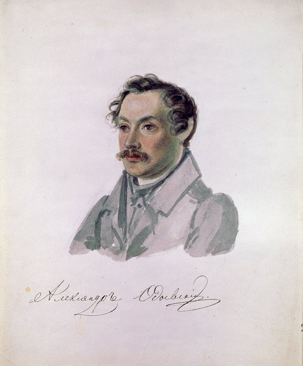 Portrait du poete et decabriste Comte Alexander I.Odoevsky (1802-1839) (decabrisme) (Porträtt av poeten, decembrist greve Alexander I. Odoevsky). Peinture av Nikolai Alexandrovich Bestuzhev (1791-1855). Aquarelle sur papier, 22,2 x 17,8 cm av Nikolai Alexandrovich Bestuzhev