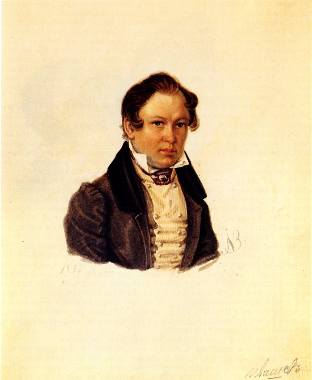 Porträtt av Decembrist Vasilij Ivashev 1797-1841, 1834 av Nikolai Alexandrovich Bestuzhev