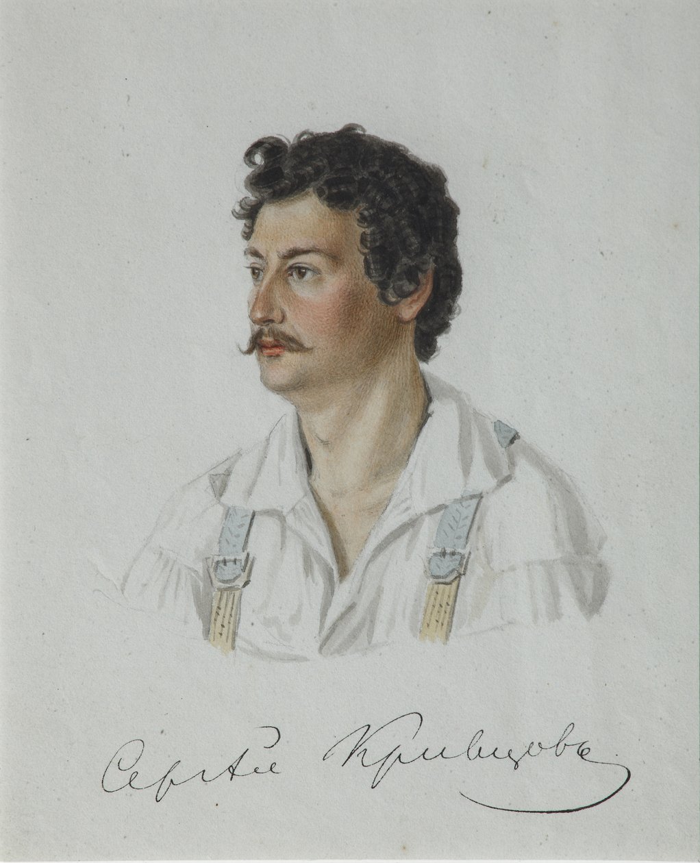 Porträtt av decembrist Sergey Krivtsov 1802-1864, 1828 av Nikolai Alexandrovich Bestuzhev