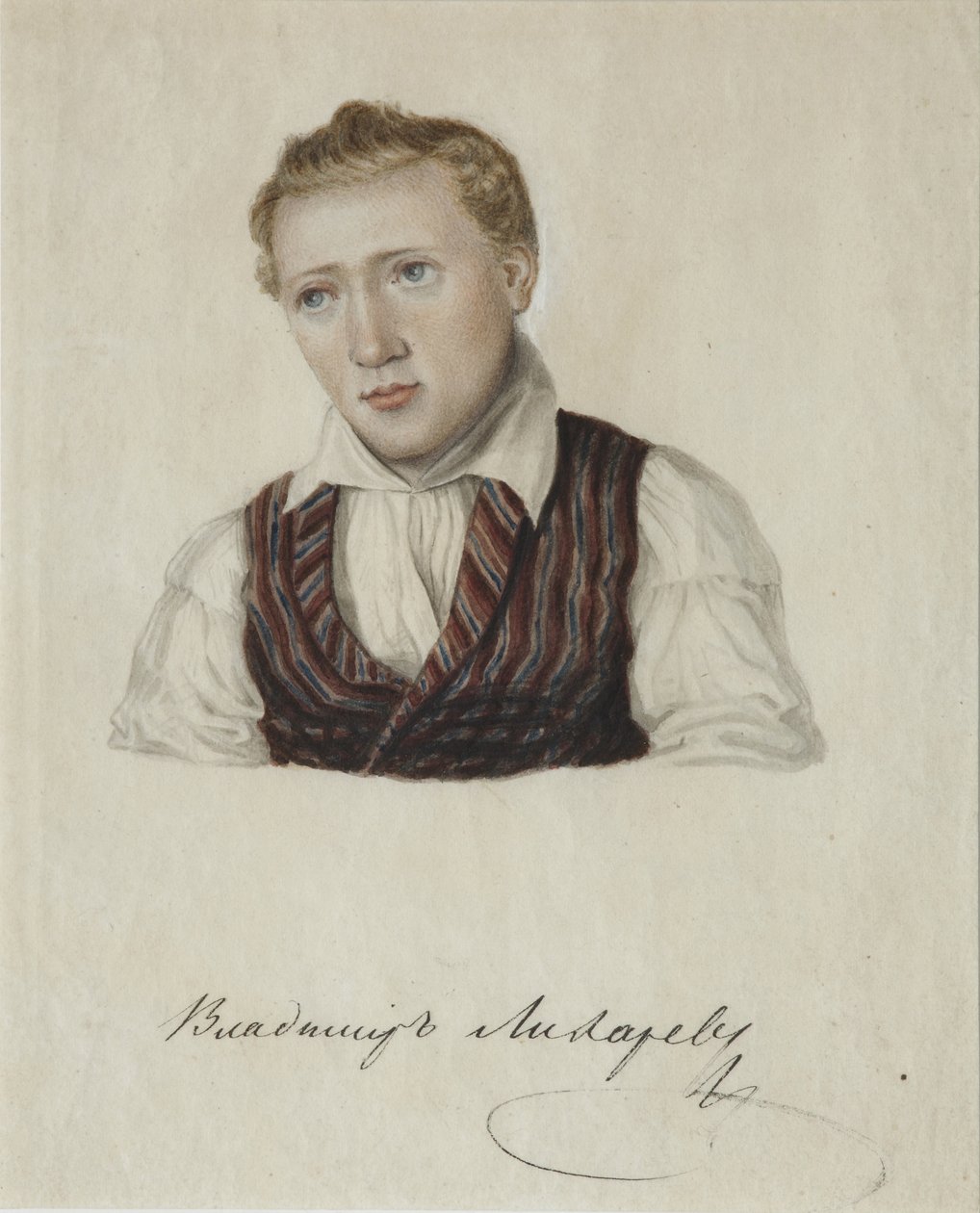 Porträtt av decembrist Vladimir Nikolaevich Likharev 1803-1840, 1828 av Nikolai Alexandrovich Bestuzhev