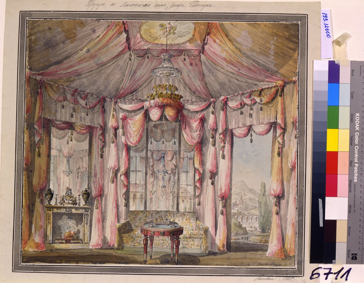 Inredning för boudoaren i greve Bezborodko-huset i Moskva, 1790-talet av Nikolai Alexandrovich Lvov
