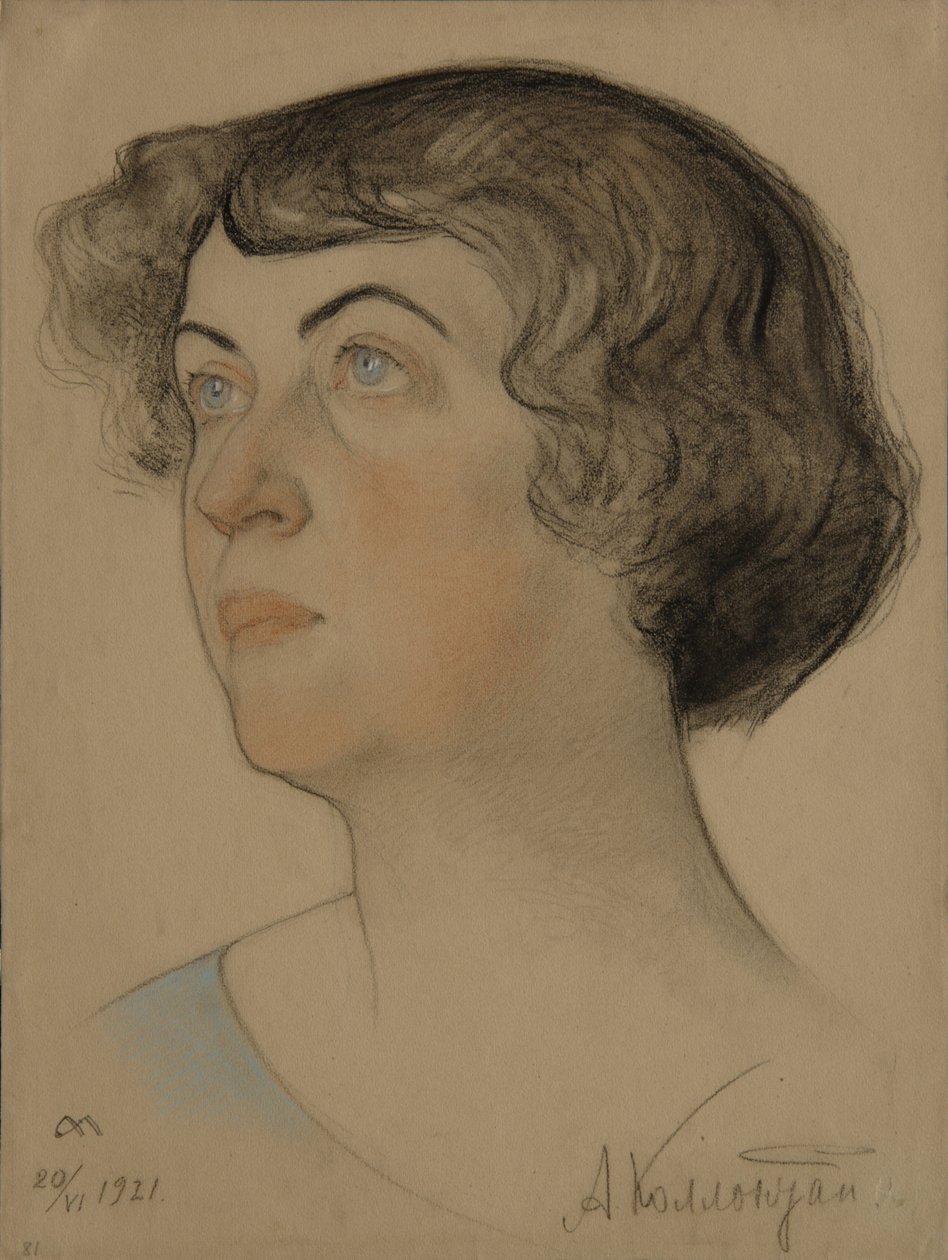 Porträtt av Alexandra Mikhailovna Kolontai 1872-1952, 1921 av Nikolai Andreevich Andreev
