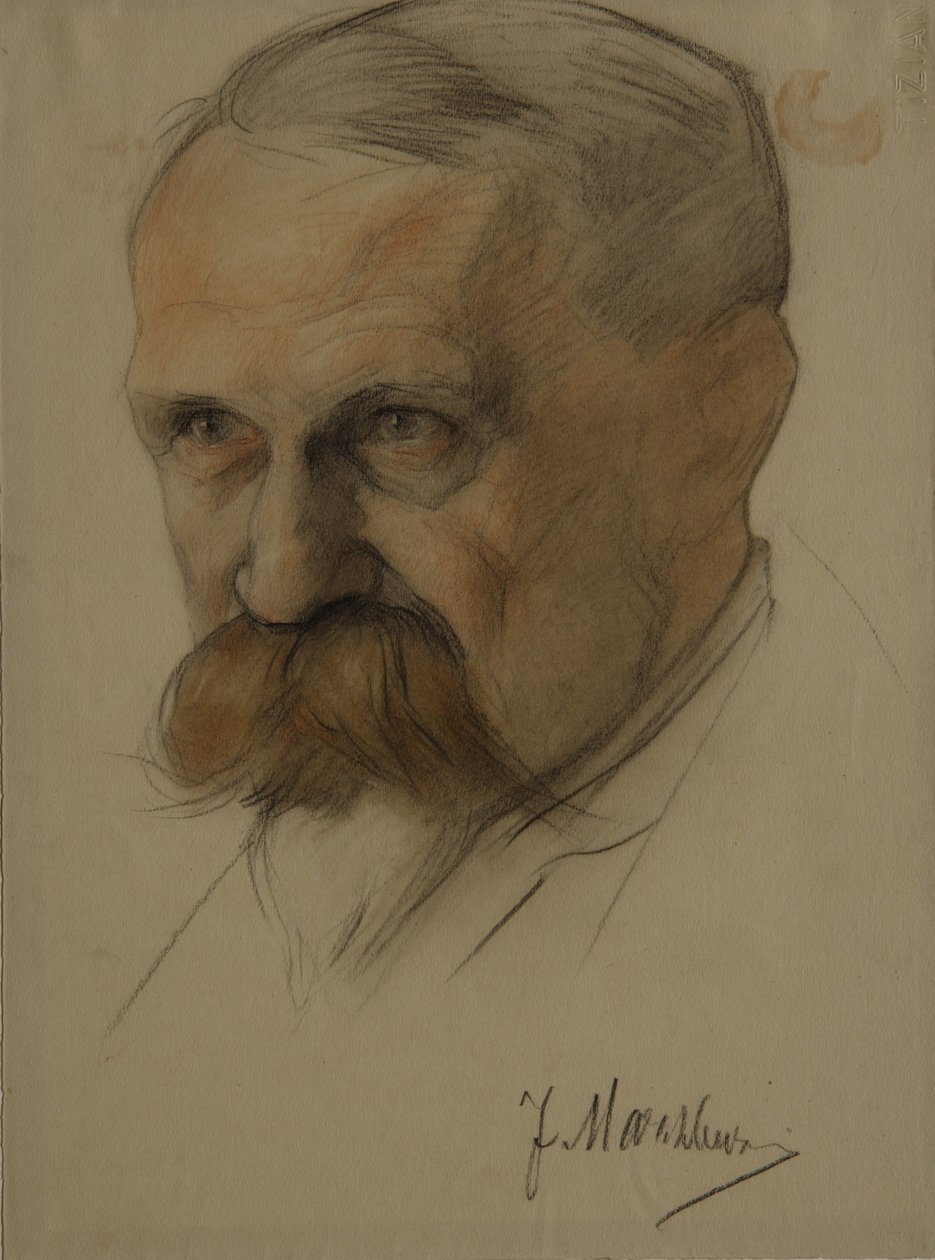 Porträtt av Julian Marchlewski 1866-1925, tidigt 1920-tal av Nikolai Andreevich Andreev