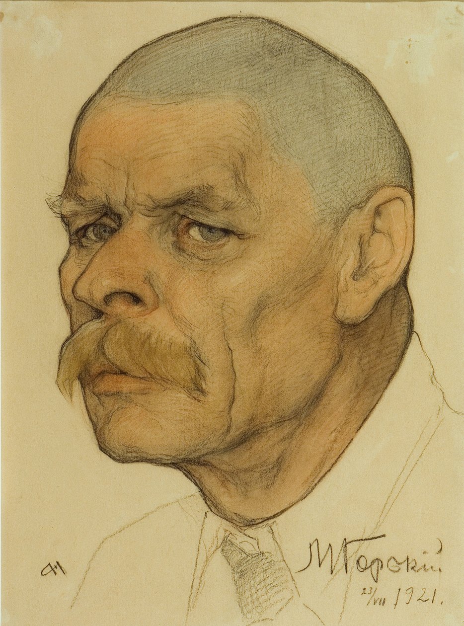 Porträtt av författaren Maxim Gorkij 1868-1939, 1921 av Nikolai Andreevich Andreev