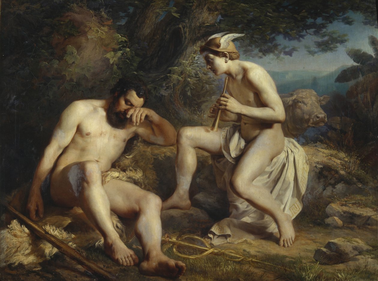 Mercury Lulling Argus till sömn, 1864 av Nikolai Andreyevich Koshelev
