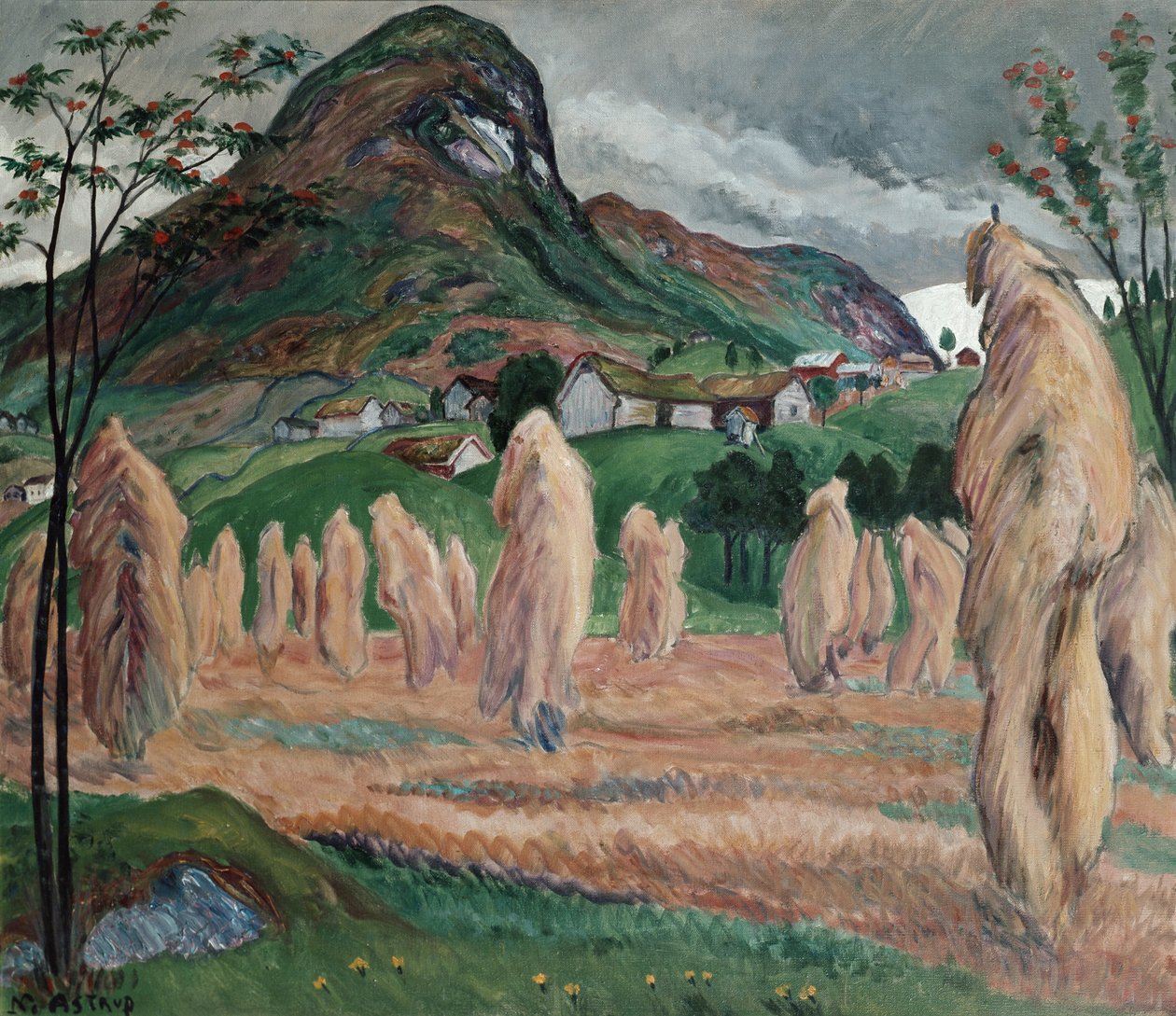 Höstfukt och vandrande kärvar på en stång av Nikolai Astrup