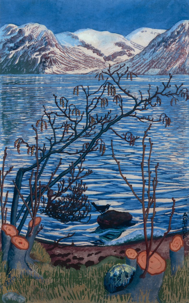Fågel på sten av Nikolai Astrup