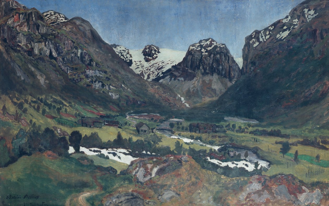 Juninatt i bergsbyn av Nikolai Astrup