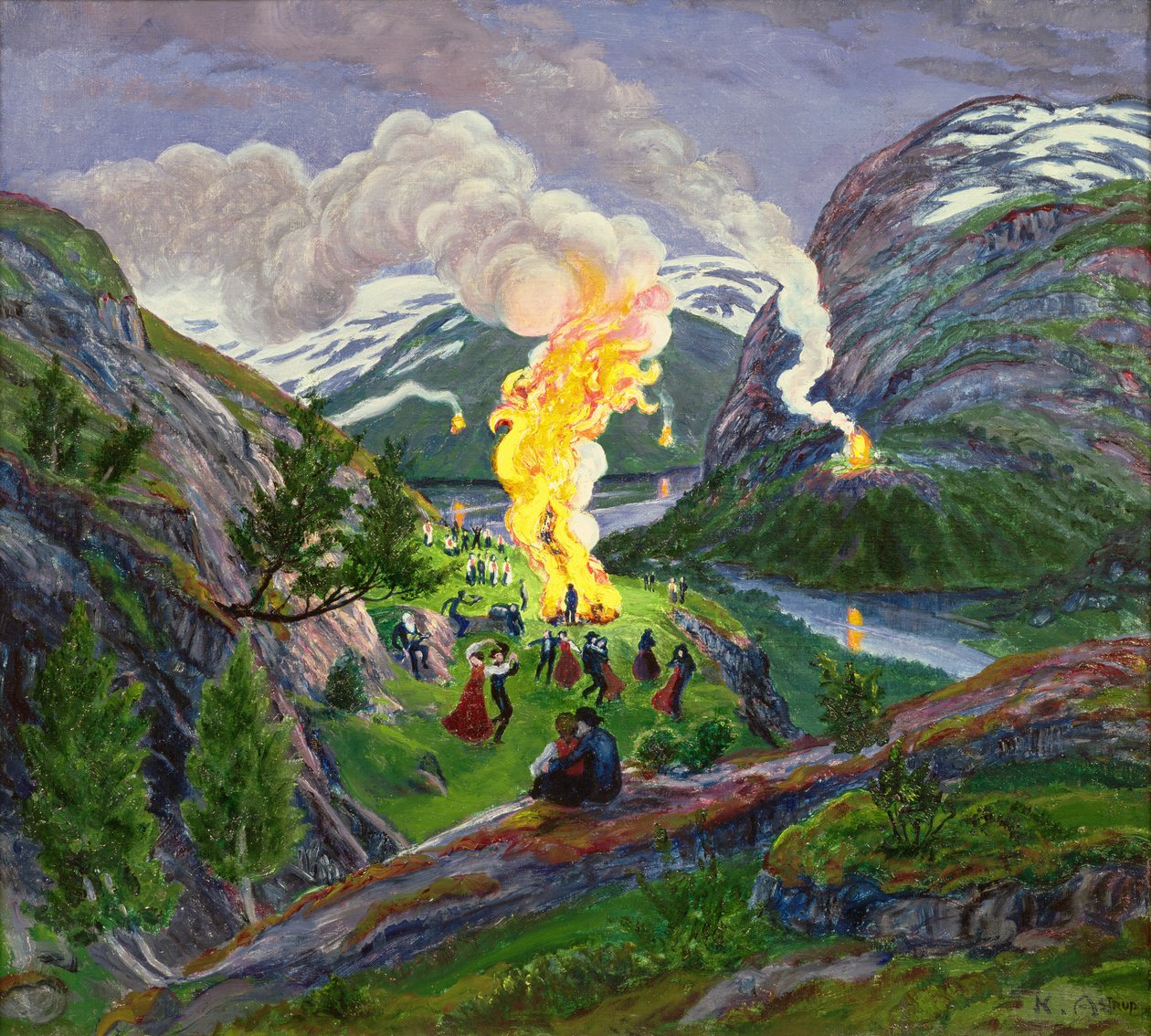 Midsommareld (olja på duk) av Nikolai Astrup