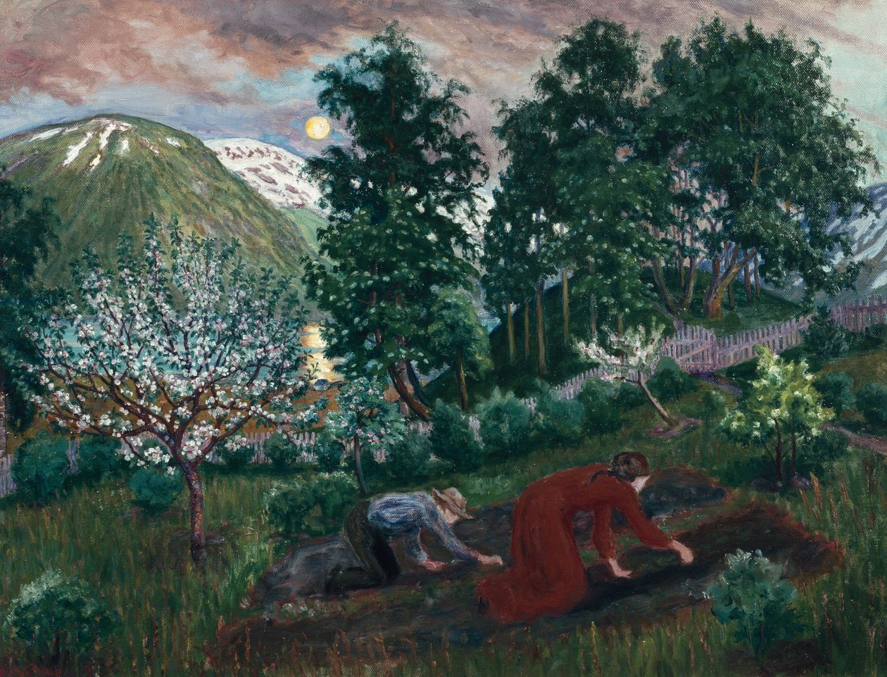 Vårnatt i trädgården, ca. 1908 av Nikolai Astrup
