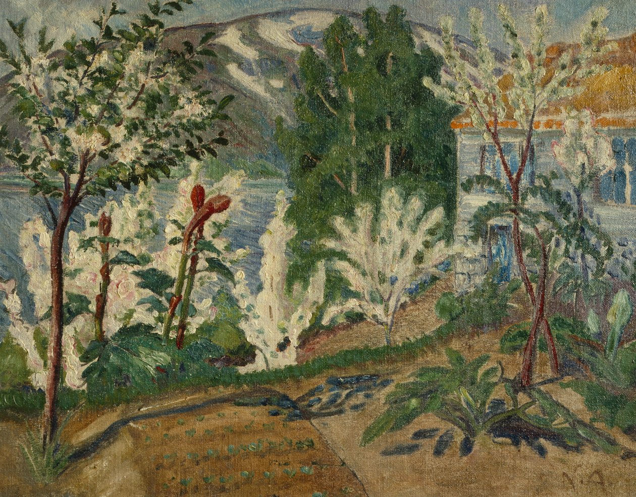 Vita blommor av Jølstervannet (olja på duk) av Nikolai Astrup