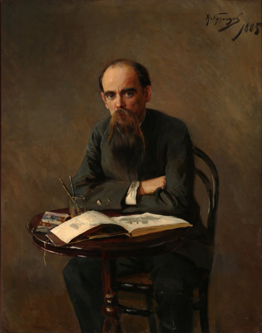 Porträtt av målaren Yefim Yefimovich Volkov 1844-1920, 1885 av Nikolai Dmitrievich Kuznetsov
