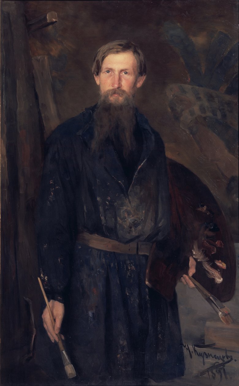 Porträtt av konstnären Viktor Vasnetsov 1848-1926, 1891 av Nikolai Dmitrievich Kuznetsov