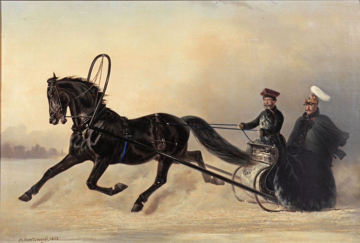 Kejsar Nicholas I på en vinterutflykt, 1853 av Nikolai Egorevich Sverchkov