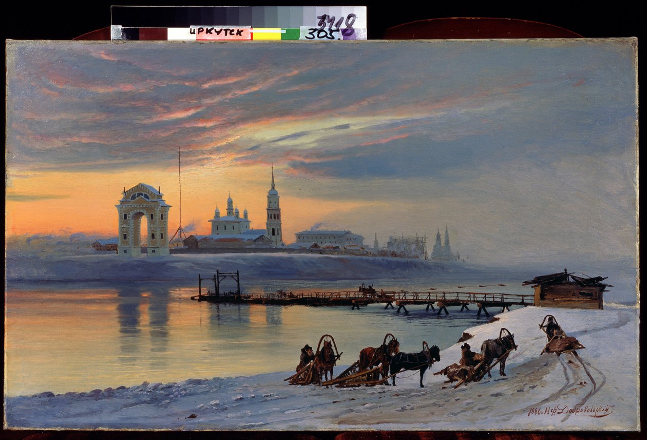 "Utsikt över floden Angara i Irkutsk i Sibirien" Målning av Nikolai Florianovich Dobrovolsky (1837-1900) 1886 Statens konstmuseum, Irkutsk av Nikolai Florianovich Dobrovolsky