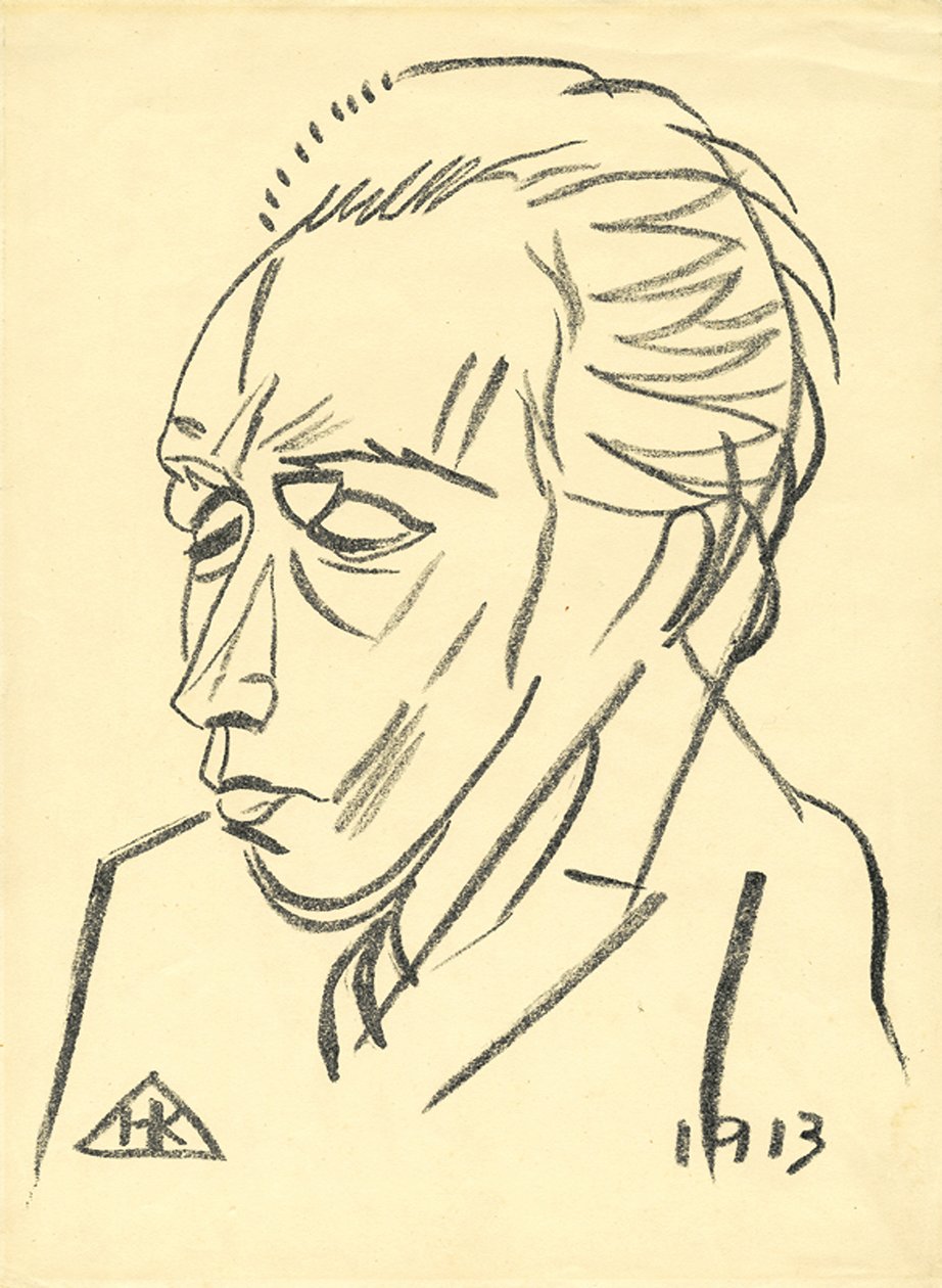 Porträtt av poeten Velimir Khlebnikov 1885-1922, 1913 av Nikolai Ivanovich Kulbin