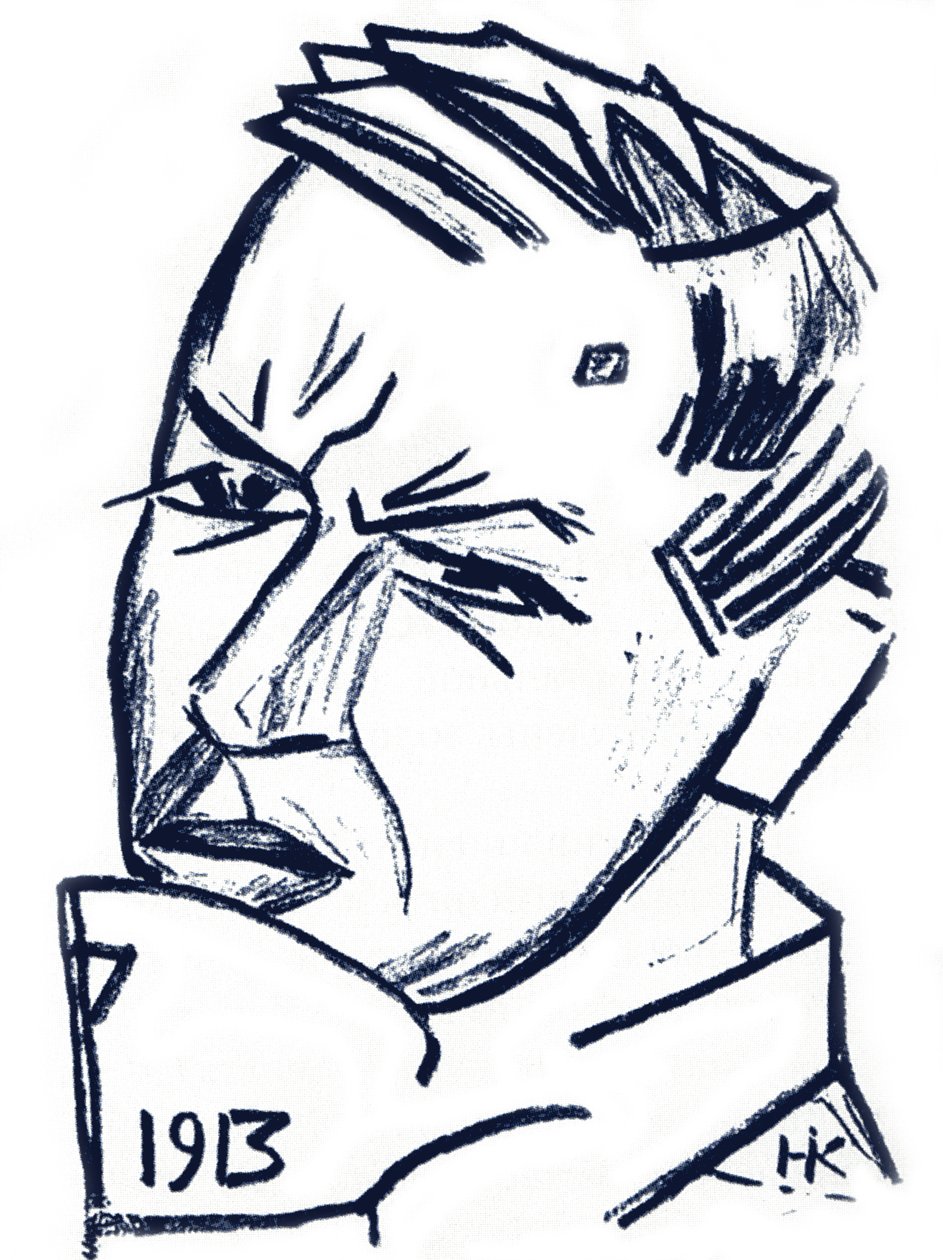 Porträtt av konstnären och författaren David Burliuk 1882-1967, 1913 av Nikolai Ivanovich Kulbin