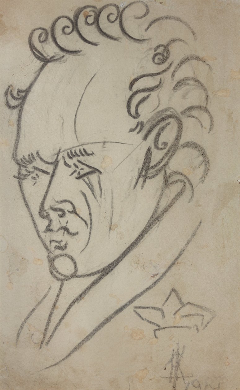 Porträtt av poeten Vasili Kamensky 1884-1961, 1913. av Nikolai Ivanovich Kulbin