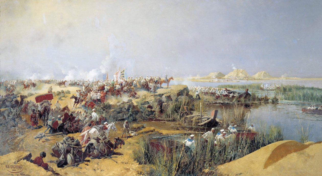 Ryska trupper korsar floden Amu Darya, 1873 1889. av Nikolai Karasin