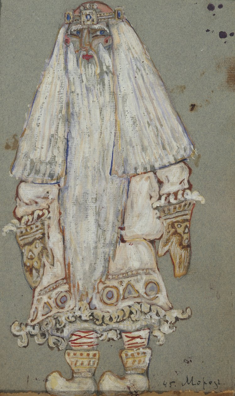 Ded Moroz. Kostymdesign för teaterpjäsen Snow Maiden av A. Ostrovsky, 1912 av Nikolai Konstantinowitsch Roerich