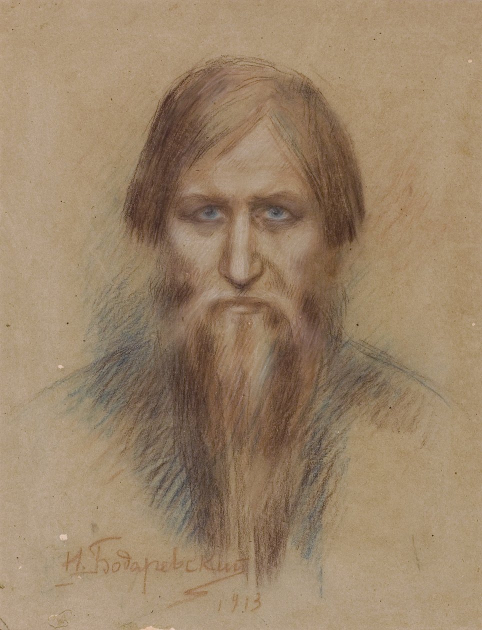 Porträtt av den ryske mystikern Grigory Rasputin 1869-1916, 1913 av Nikolai Kornilovich Bodarevsky