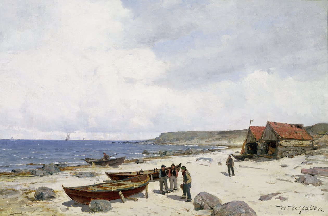Fishermen on the Beach (olja på duk) av Nikolai Martin Ulfsten