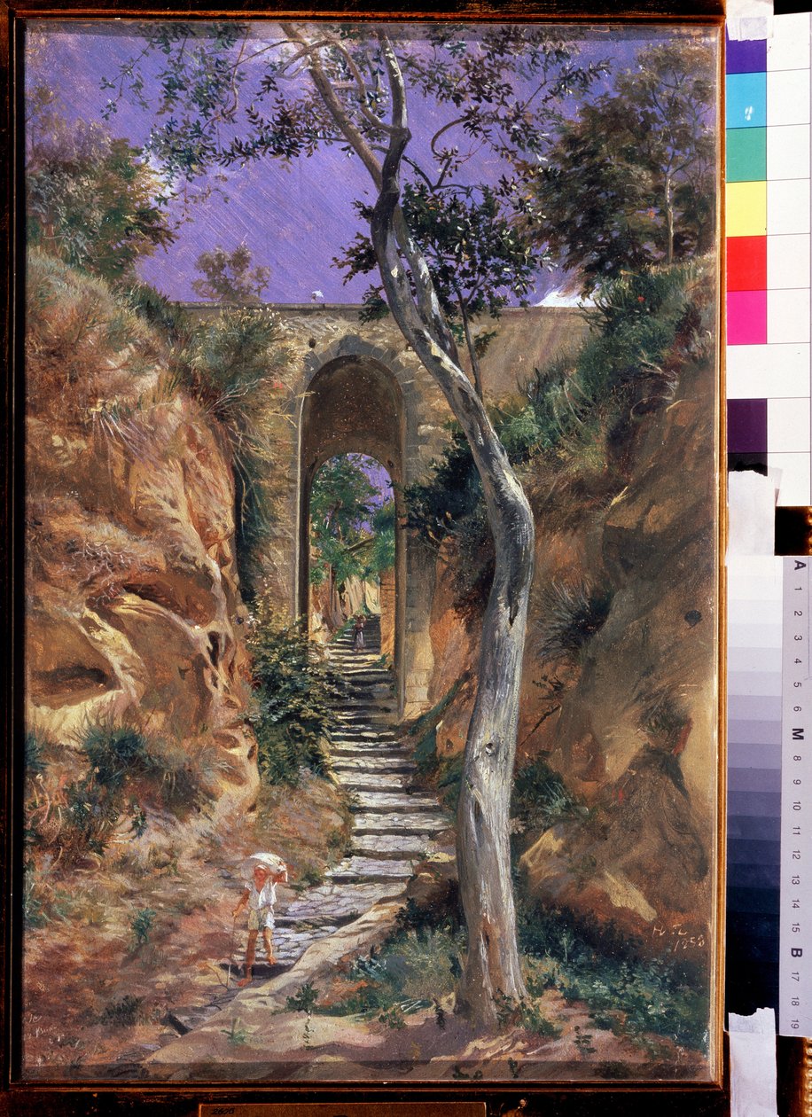 "" Le pont de Vico (Corse?) "" Peinture de Nikolai Ge (Gay) (1831-1894) 1858 Mått 45,5x30 cm State Tretyakov Gallery, Moscou av Nikolai Nikolajevitch Gay