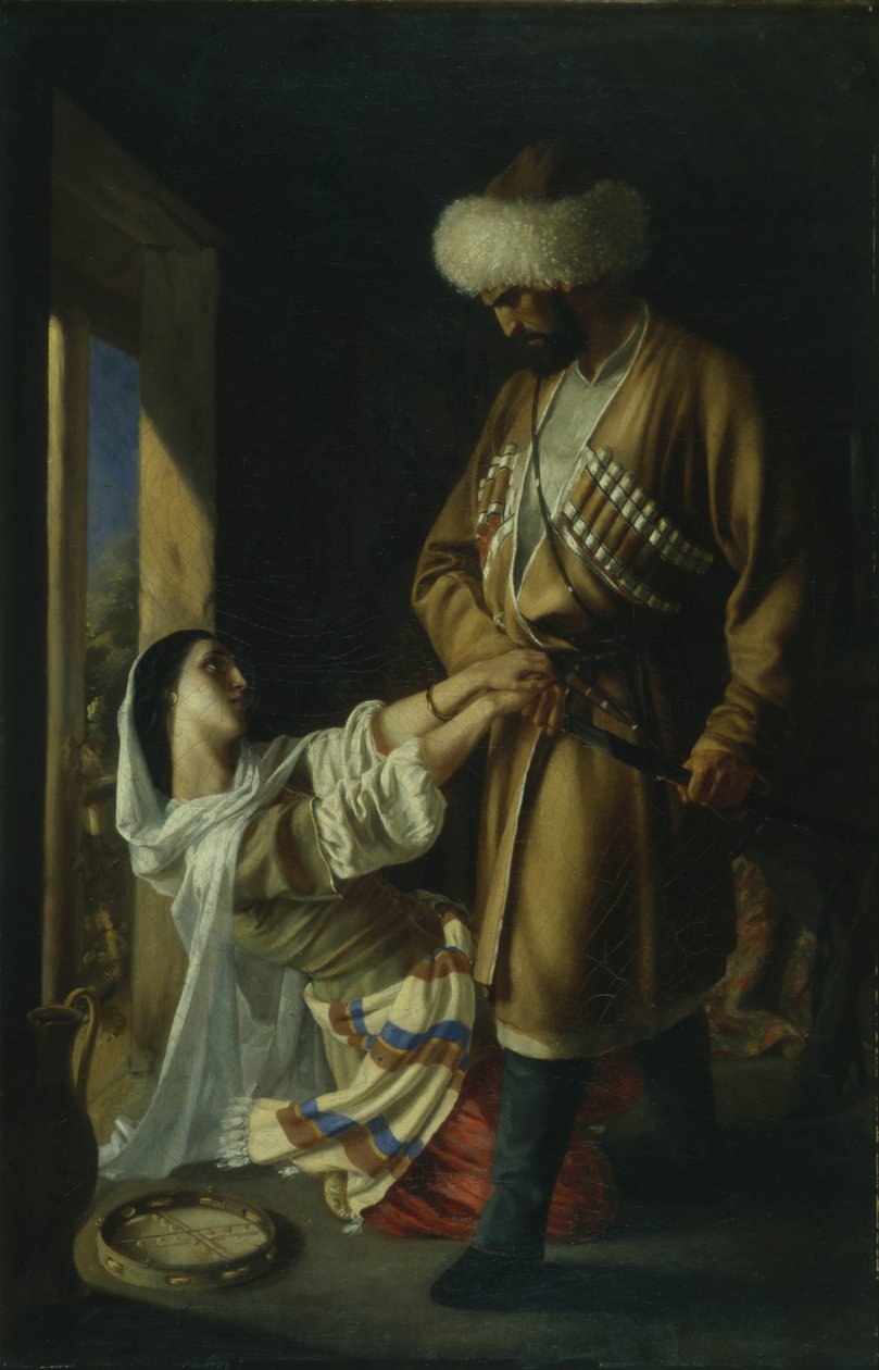 Leila och Khadji Abrek Efter dikten av M. Lermontov, 1852 av Nikolai Nikolayevich Ge
