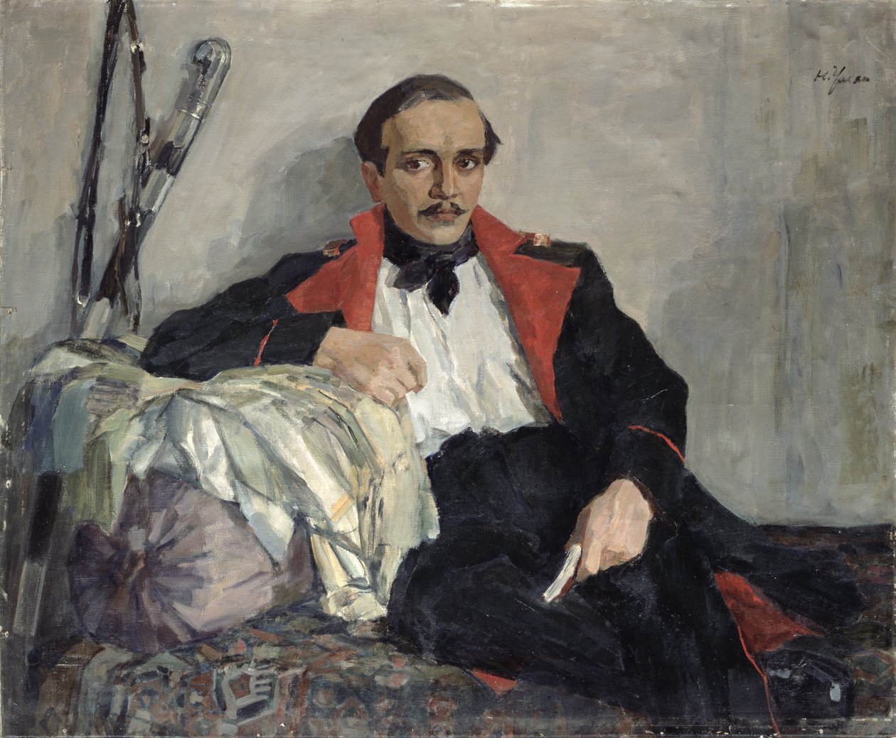 Porträtt av Michail Lermontov (1814-1841) 1941 (olja på duk) av Nikolai Pavlovich Ulyanov