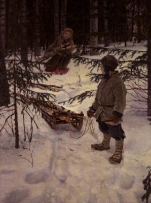 Samla ved, Ryssland av Nikolai Petrovich Bogdanov Belsky