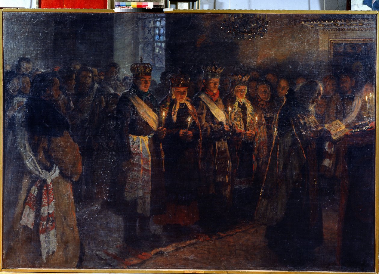 Bröllopet med en ortodox präst av Nikolai Petrovich Bogdanov Belsky