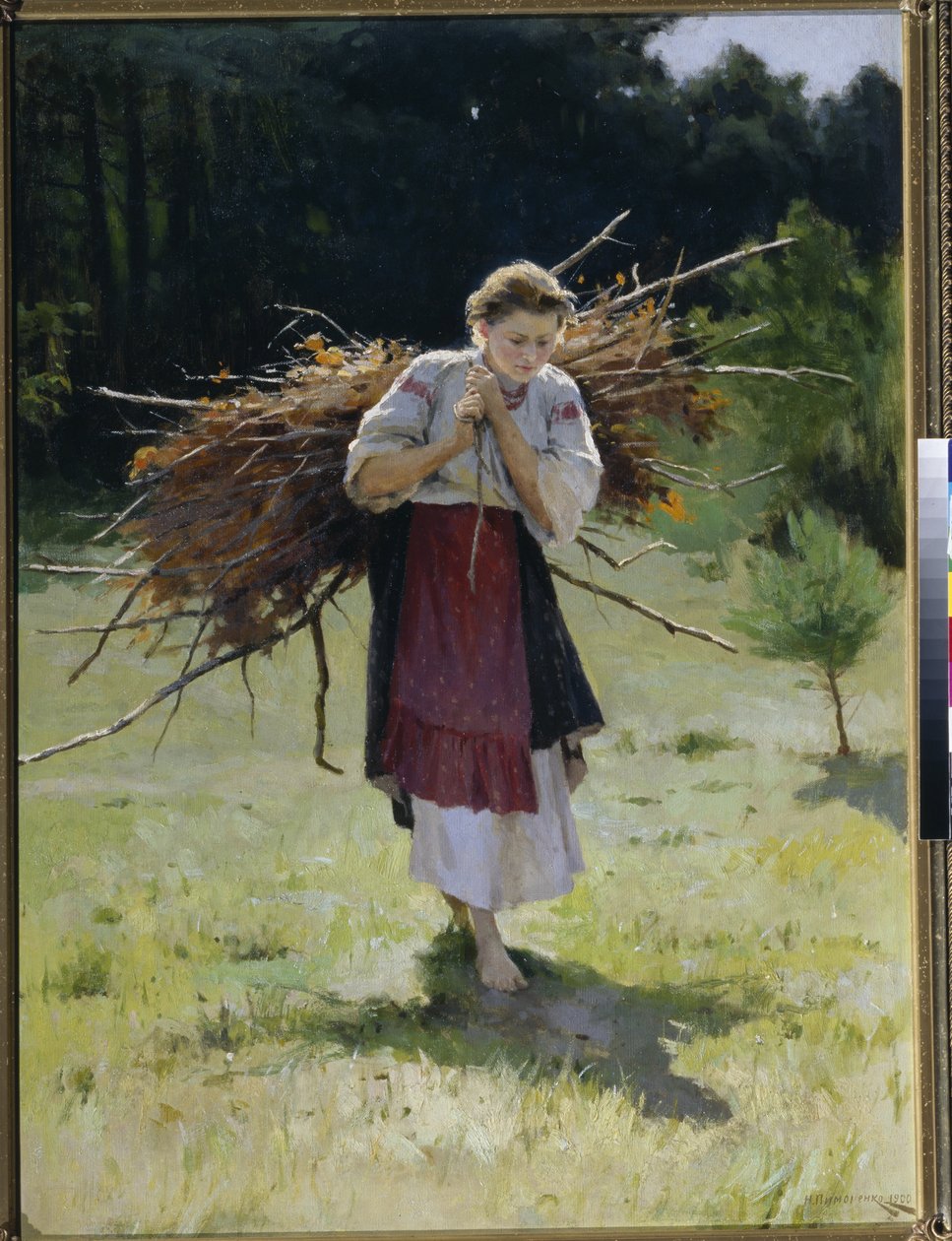 Från skogen - Målning av Nikolai Kornilovich Pimonenko (1862-1912), olja på duk av Nikolai Pimonenko