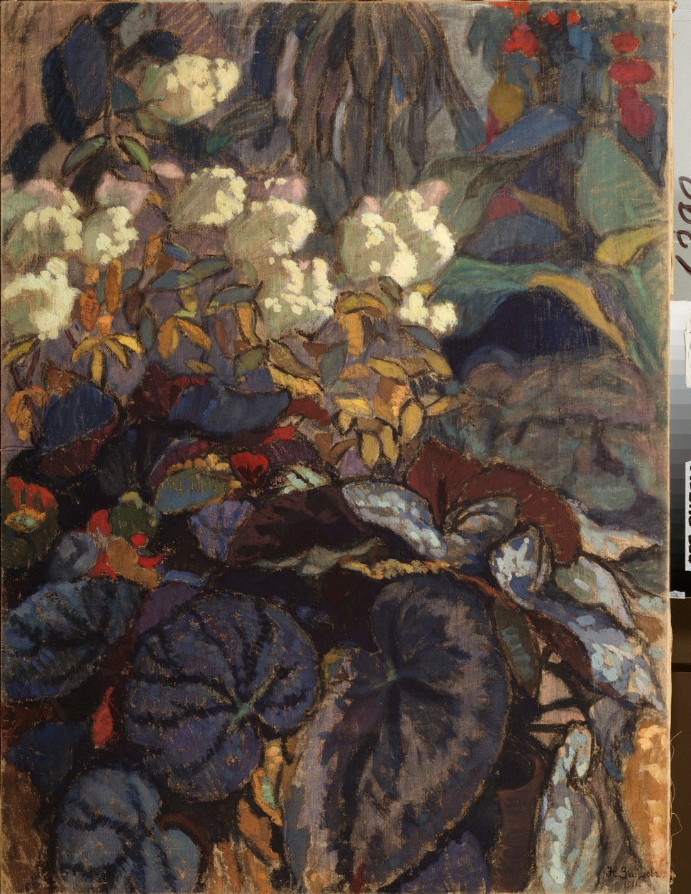 Flowers (Flowers) - Målning av Nikolai Semyonovich Zaytsev (1885-1938), olja på duk av Nikolai Semyonovich Zaytsev
