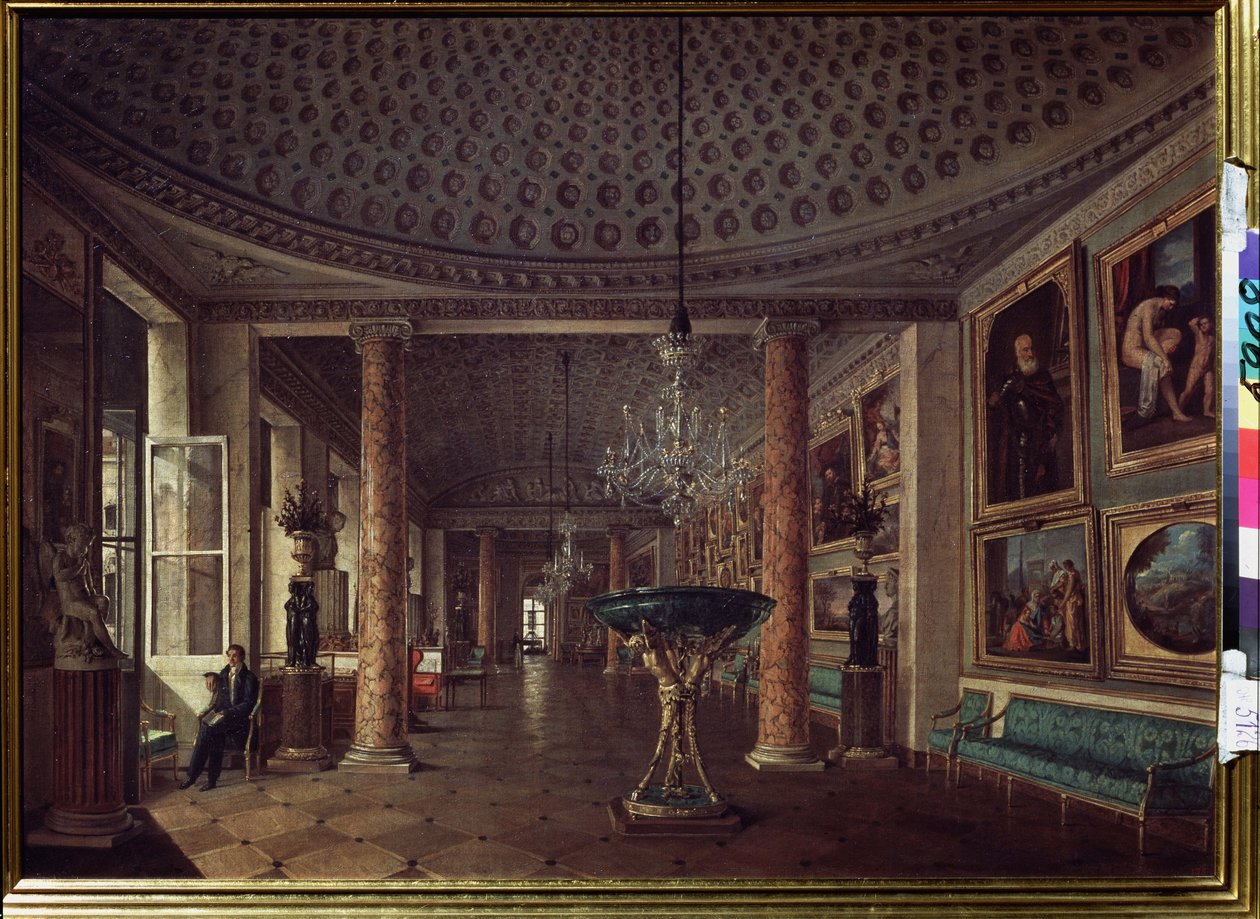 Bildgalleriet på Stroganovpalatset i Sankt Petersburg (Bildgalleriet i Stroganovpalatset i St. Petersburg). Målning av Nikolai Stepanovich Nikitin (1811-1881), olja på duk av Nikolai Stepanovich Nikitin