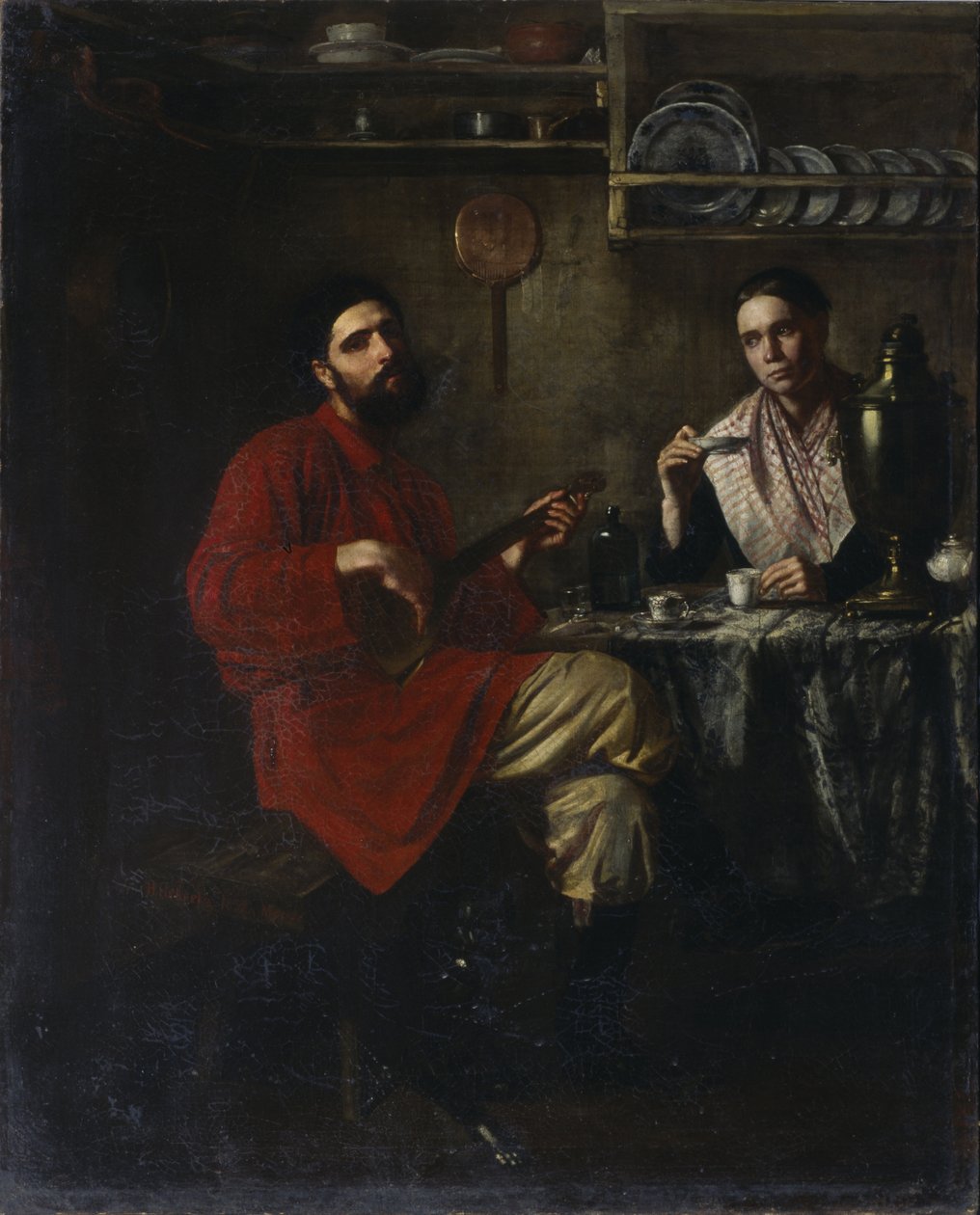 Hemtrevlig scen av bondelivet, 1855 av Nikolai Vasilyevich Nevrev