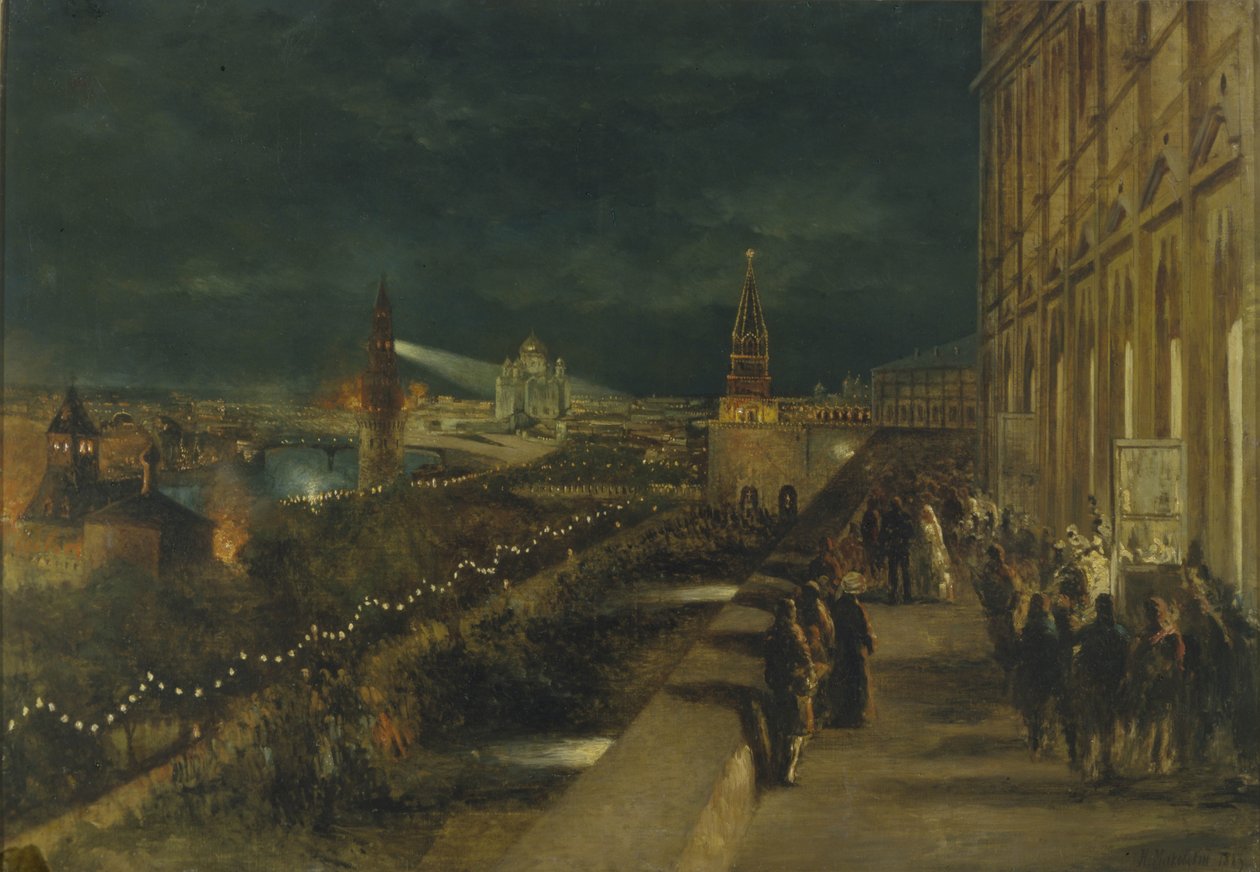 Belysning av Moskva med anledning av kejsar Alexander III:s kröning den 15 maj 1883 av Nikolai Yegorovich Makovsky